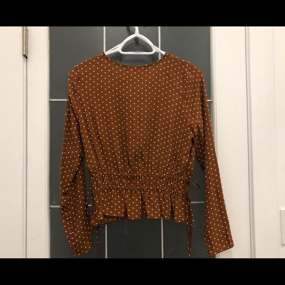 New H&M Brown Polka dots Blouse Top - Picture 7 of 8